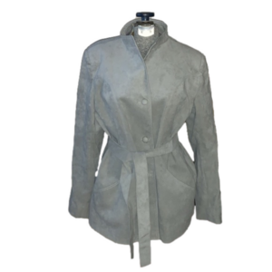 Olympic Leather Fashions grey ultra suede belted peacoat Size 16